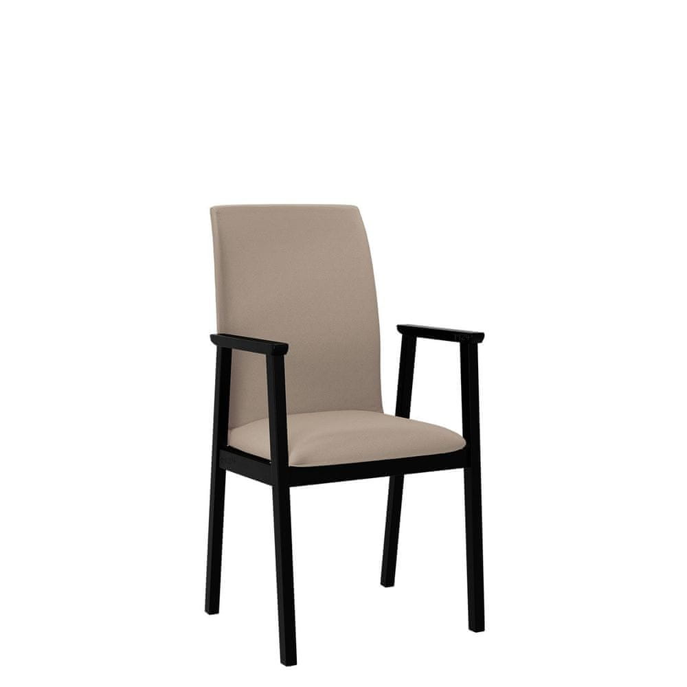 Veneti Čalúnená jedálenská stolička s podrúčkami NASU 1 - čierna / béžová